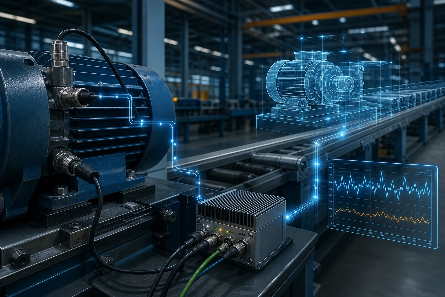 Senzori i edge uređaj šalju podatke u virtualni model industrijskog motora
